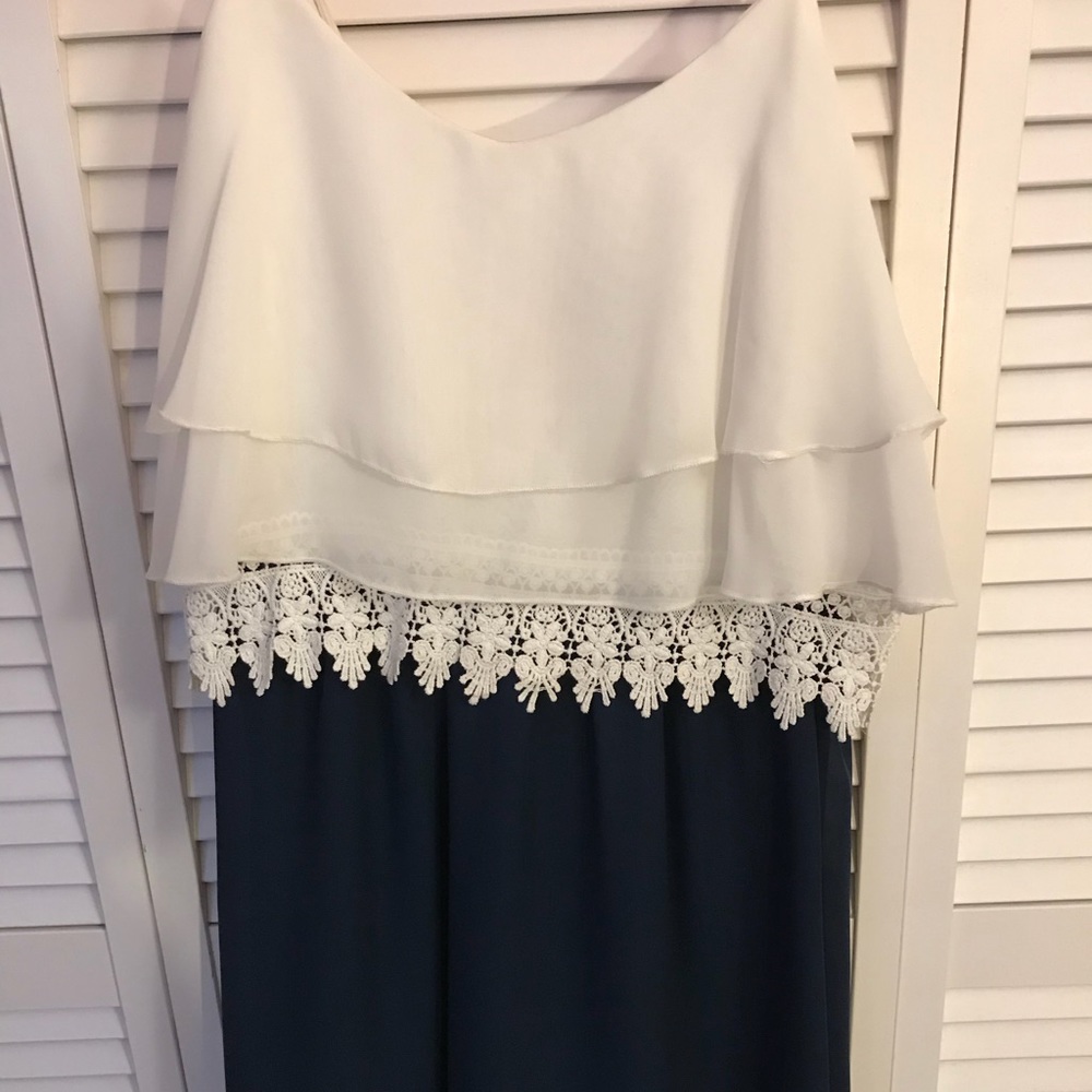 White and navy dress